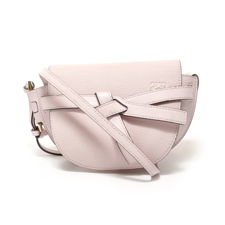 Authentic Loewe Gate Dual Mini Leather Shoulder Bag Pink Ws28459